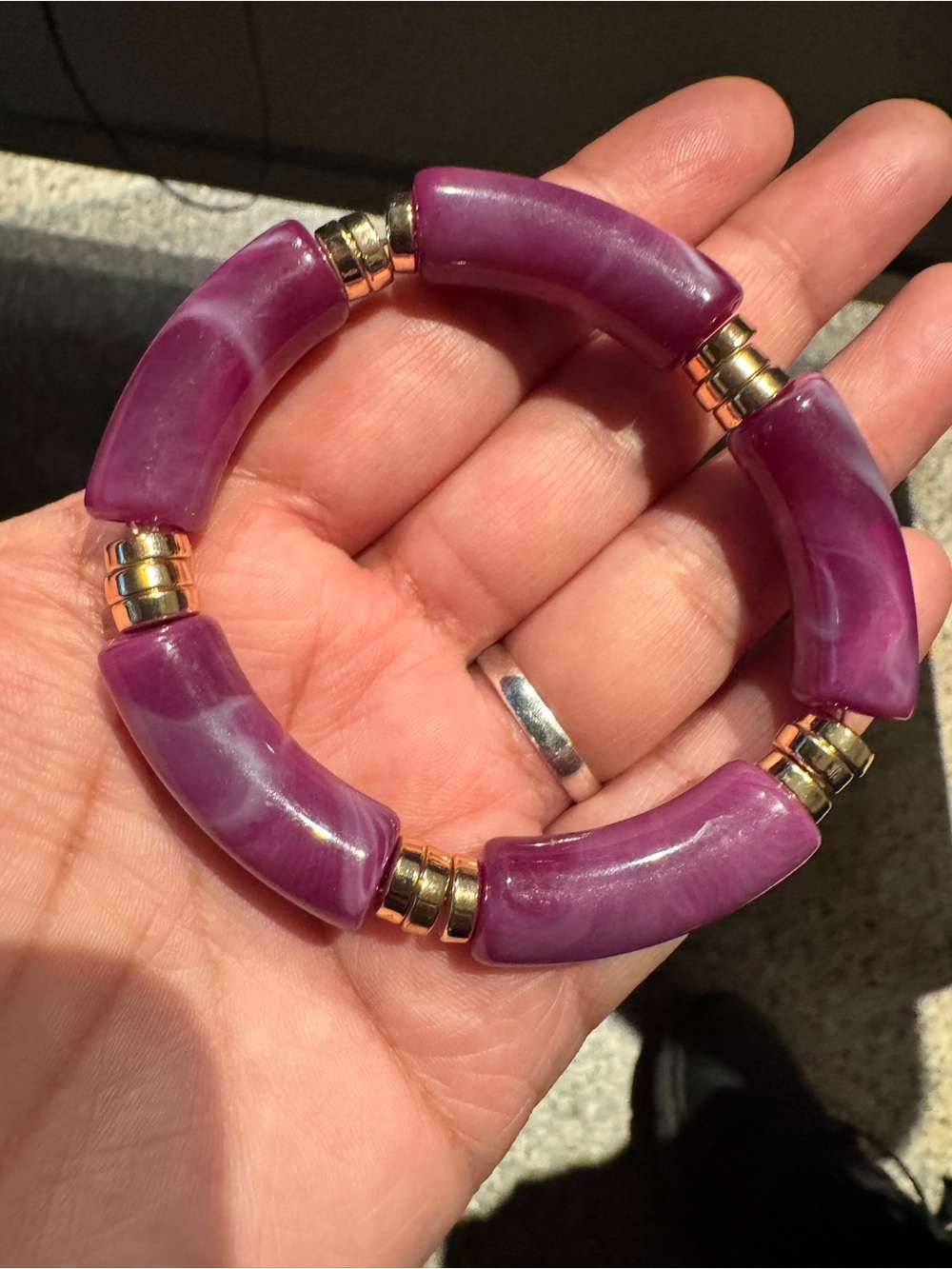 Purple Bead Stretch Bracelet - Fashion Women Jewelry